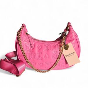 NWT Juicy Couture‎ Puff Half-Moon Crossbody Juicy Pink Quilted Coquette Bag